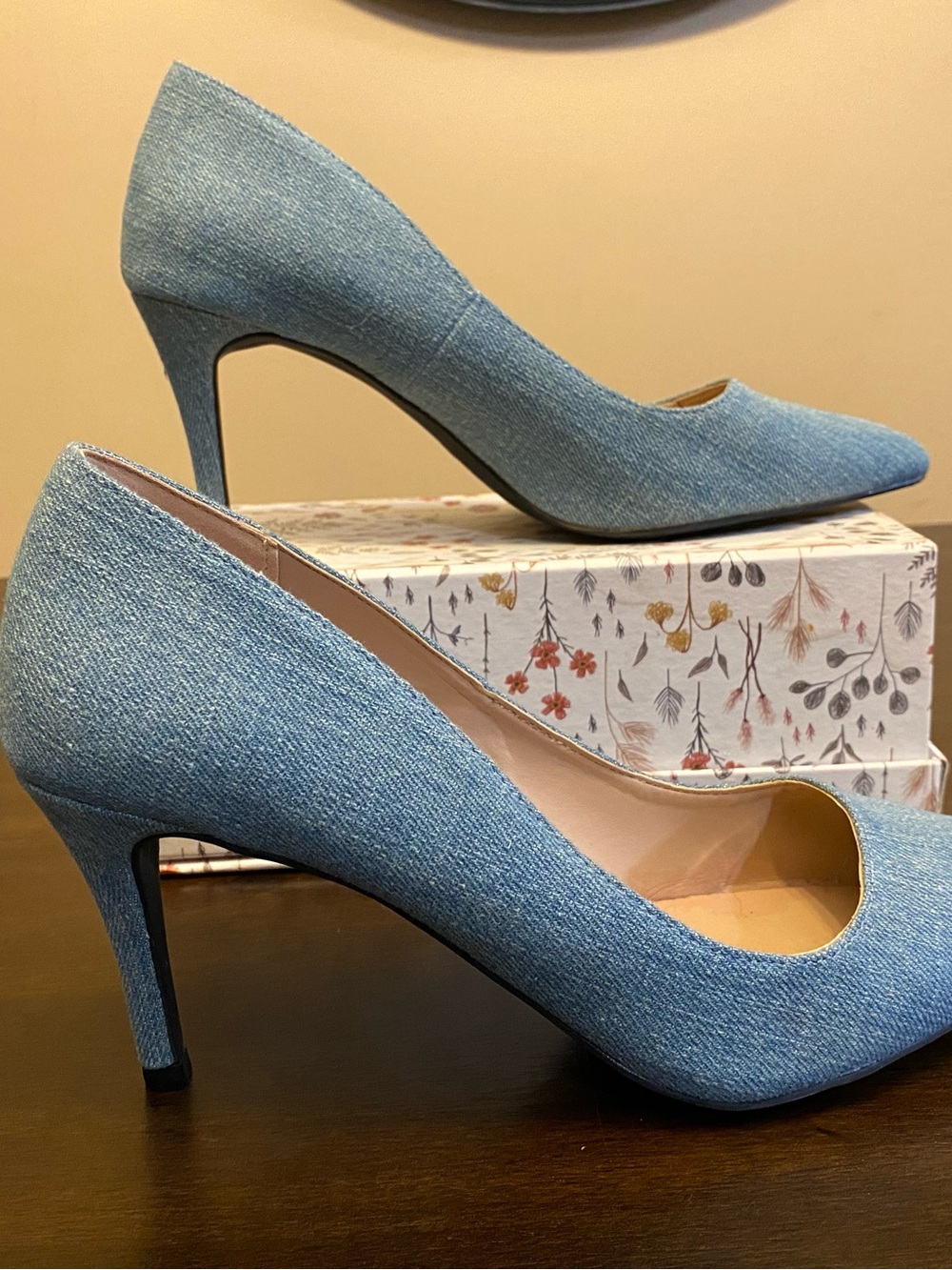 Denim Blue Pointed-Toe Women’s Pumps